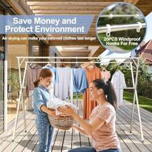 Clothes Drying Rack 2.4m Folding Indoor Outdoor Drying Rack Clothing Collapsible Heavy Duty Stainless Steel Clothesline Blanket Rack Clothesline - Silvery - View 6