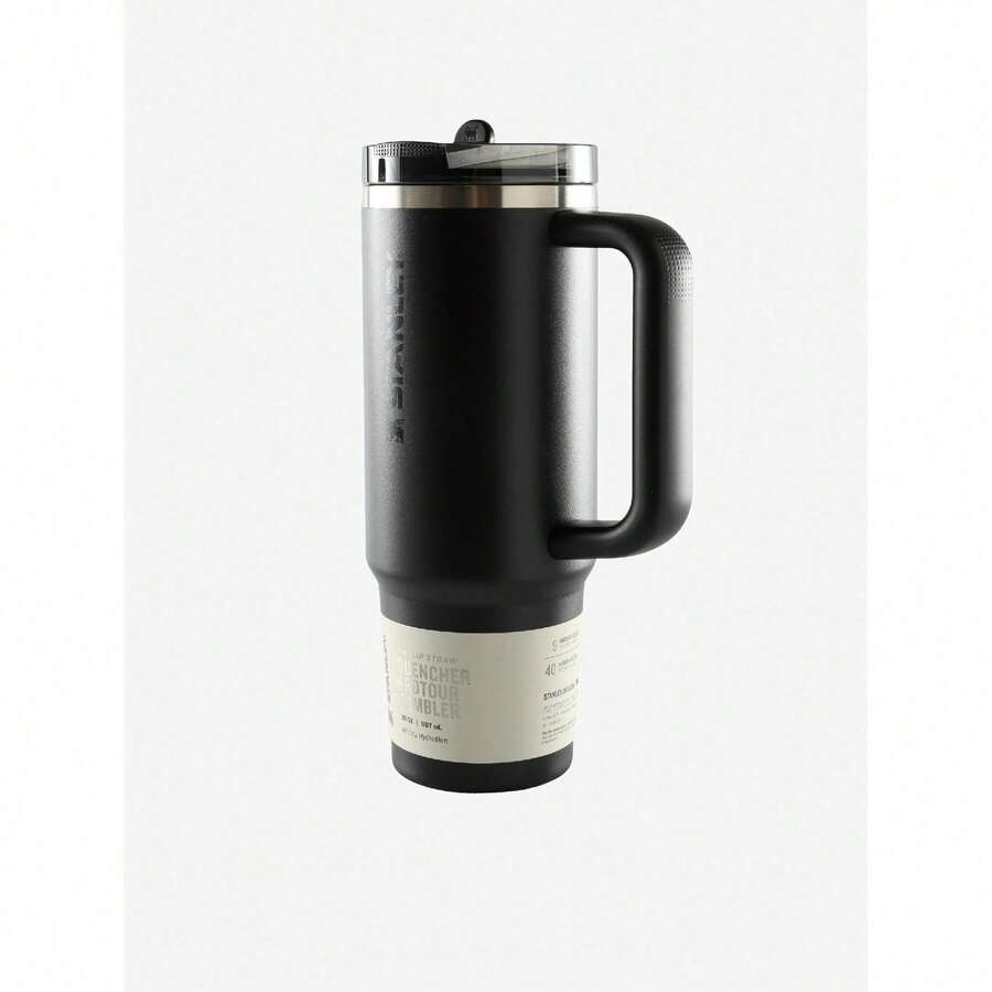 STANLEY - The  ProTour Flip Straw Tumbler Premium Stainless Steel Bottle Insulated Mug Cup Portable Water Bottle Large-Capacity Coffee Cup Water Cup With Handle And Straw, For Travel, Home, Office, Gift, Ice Drinks And Hot Drinks Christmas Gift New Year Gift - 1214 ĐEN 2.0 - Xem 1