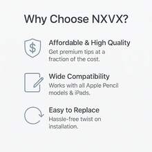 NXVX Pencil Tips (2-Pack) – Compatible With Pro, USB-C, Gen 2 & Gen 1 – Material Nibs Gifts For Mother, Family, Friends, Kids, Birthday, Holiday Phone