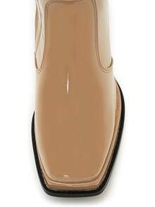 Wide Calf Plus Size Women's 70s Gogo Tall Knee High Square Toe Chunky Heel Retro Fashion Vintage Boots - 棕褐色專利 - 查看 6