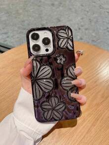 Funda de teléfono compatible con iPhone 14, 14 Pro, 14 Plus, 14 Pro, 15, 15 Pro, 15 Pro, 16, 16 Pro, 16 Plus, 16 Pro, con diseño floral 3D minimalista vintage, revestimiento electrolítico con brillo, resistente al agua, a los golpes y a los arañazos - Negro - Ver 7
