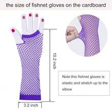 Fishnet Fingerless Gloves Mesh Arm Sleeves Fish Net Arm Sleeves EMO Gloves For Women In Theme Party Scene Accessories{"Size_name":"Long","Color_name":"#06-Purple(Long)"} - 多色2 - 查看 6