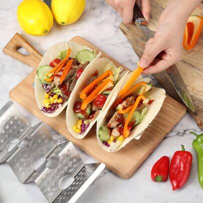 2/4pcs Stainless Steel Taco Stand, Stainless Steel Rack Tray Stand For Tortillas, Tacos, Mexican Wraps, Each Can Hold 2-3 Wraps, Oven & Dishwasher
