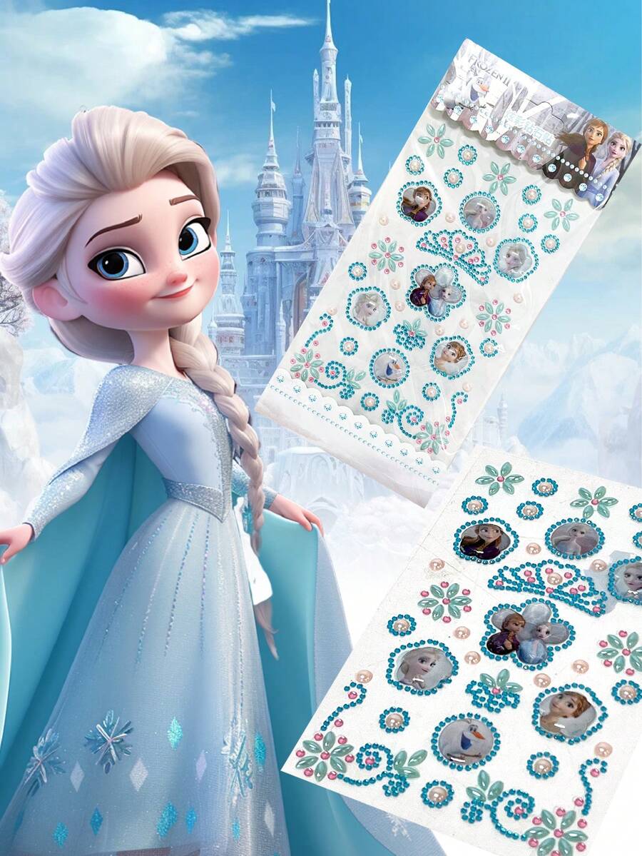 Frozen Princess Crystal Rhinestone Stickers Rhinestone Stickers.Shimmering Rhinestones For DIY Crafts, High-Quality Acrylic Gems, Easy To Apply, Dazzling Decorative Stickers, Compact And Ideal For Creative Projects. - Multicolor - View 1