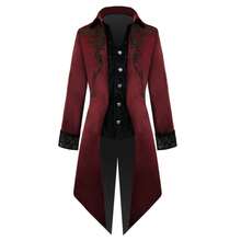 Medieval Vintage Punk Long Coat Costume, Polyester, For Halloween Cosplay