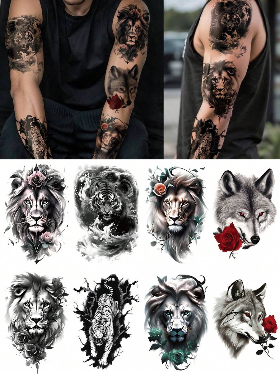 8 Piece Big Size Body Art Temporary Tattoo Stickers For Women Or Men ...