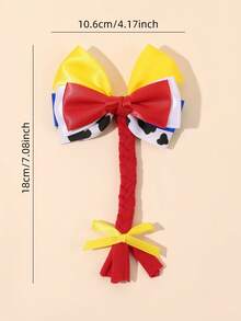 1 件装女童公主蝴蝶结发夹牛仔女孩风格印花蝴蝶结鳄鱼皮发夹，牛仔发饰，适合儿童金发