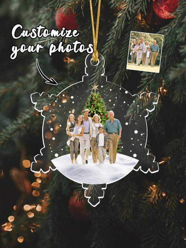 Custom 2025 Christmas Acrylic Ornament,Customize Photos ,Snowflake Shaped Design,Custom Keepsake Christmas Ornament,Christmas Gift For Family Members