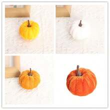 6pcs Faux Velvet Foam Fabric Pumpkins Decoration, Fall Pumpkins Decoration For Home, Assorted Velvet Pumpkins Fake Pumpkins, Artificial Fall Table Decor, Reusable Thanksgiving, Autumn Table Centerpiece, Velvet Craft Pumpkin For Fall Home Farmhouse Harvest Thanksgiving Decorative, Table Centerpiece, Halloween Decorations, Christmas Decoration, - Multicolor - View 10