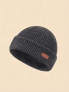 1 件女士纯色布标空白无檐帽，针织保暖头饰，适合秋冬日常穿着 - 空白小標 - 查看 18