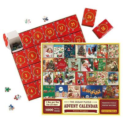 Calendario dell'Avvento di Natale da 24 giorni, Puzzle dell'Avvento di Natale da 1000 pezzi, Puzzle del conto alla rovescia di Natale da 24 pezzi, Decorazioni natalizie per la casa, Regali di Natale, Decorazioni natalizie