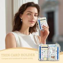Flowers Credit Card Holder Small Wallet Women, Floral Slim RFID Blocking Wallet Woman Keychain With Zipper Coin Pocket, Front Pocket Thin Travel Card Case Organizer With ID Window Ladies Gift{"Color_name":"PurpleFlower"} - 多色18 - 查看 8