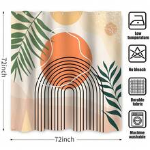 Boho Shower Curtain, Abstract Mid Century Modern Arch Sun Leaf Machine Washable Waterproof Fabric For Bathroom Bathtub Decor With Hooks 72x72{"Color_name":"Orange","Size_name":"72\"Wx72\"L(Packof1)"} - 多色25 - 查看 8