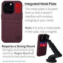 Card Case For  14 Pro With Built-In Metal Plate For Magnetic Mounting & 2 Card Holder Pockets: Luxe M2 Wallet, Canvas Style Synthetic Leather ( 14 Pro, Burgundy){"Size_name":"14Pro","Color_name":"Burgundy"} - Multicolor4 - View 4