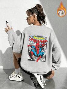 这款保暖内衬的蜘蛛侠女款宽松卫衣，适合秋冬季节穿着，采用Y2K风格设计，同时保留了哥特、暗黑和学院风美学。这款舒适、休闲、百搭的卫衣采用柔软透气的面料制成，是户外穿着的理想之选。 - 花灰 - 查看 1