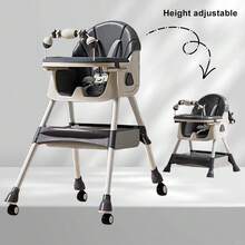 Multifunctional Baby High Chair, Can Be Used As A Rocking Chair, Foldable Toddler High Chair, Height Adjustable, Easy To Clean, Baby Feeding Chair - Grey - View 4