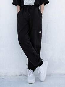 PUMA 女款 2025 春季户外时尚跑步健身舒适休闲针织裤 533054-01 - 黑色 - 查看 1