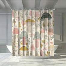 1pc Mushroom Pattern Bathroom Shower Curtain, Natural Forest Theme, Spring Shower Curtain With 12 Hooks, Bathroom Curtain Home Decoration Partition Curtain Warm Blackout - Nhiều màu - Xem 5