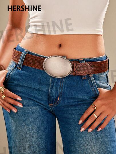 Hershine 1 szt. damski pasek vintage, minimalistyczny, w stylu zachodnim, ze skóry PU, miękki i wytrzymały, klasyczny dodatek do koszul, spodni i sukienek, odpowiedni na spotkania kobiet, imprezy, Halloween i Boże Narodzenie, idealny prezent dla rodziny i przyjaciół, Święto Dziękczynienia