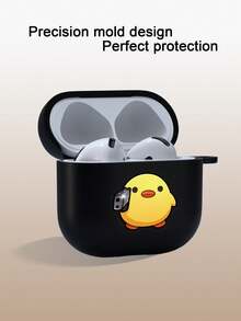 1pc Creative Duck With Gun Design Wireless Earphone Protective Case, Compatible With IPhone Earphones, Compatible With Airpod 1/2, Compatible With Airpod 4/3/Pro/Pro2, Great Gift For Boyfriend/Girlfriend - Black - View 4