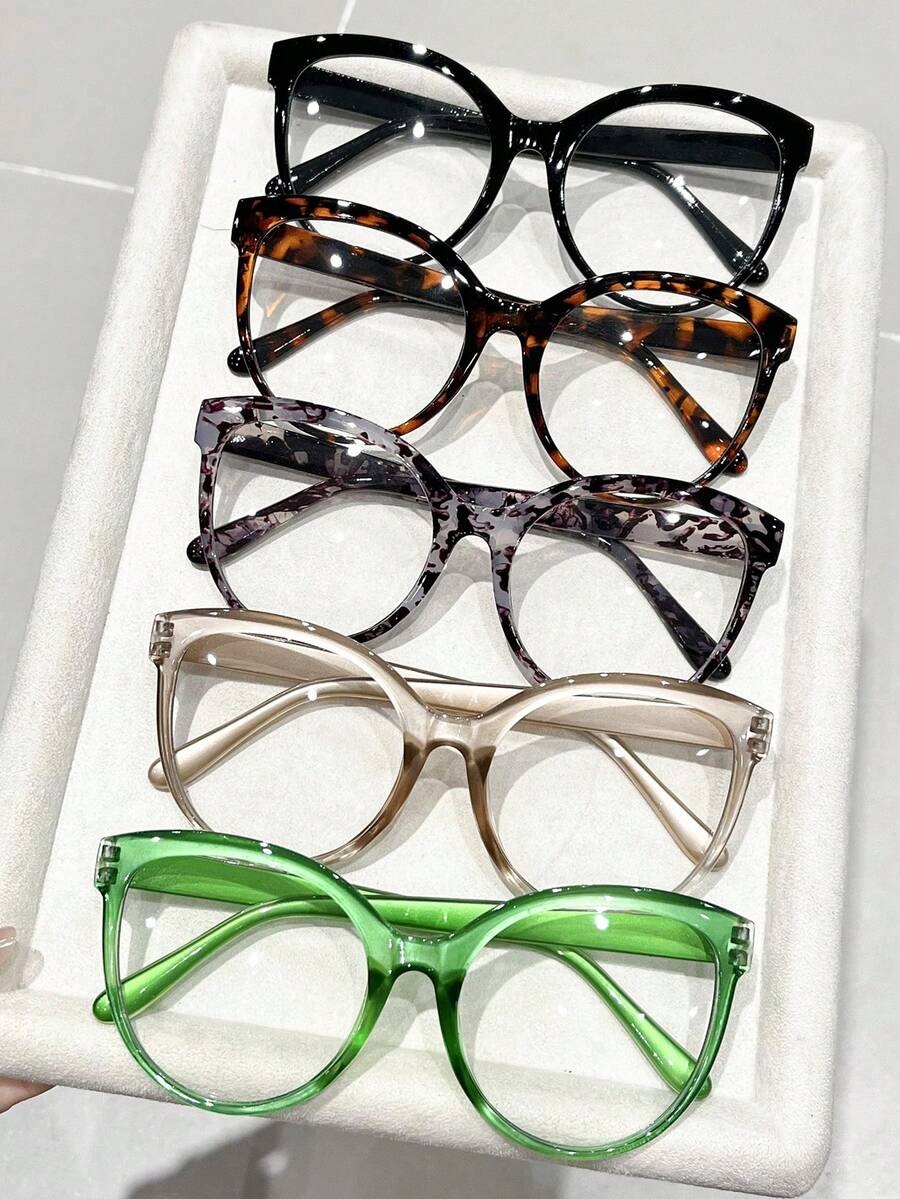 1-5pcs Women Plastic Cat Eye Frame Cheetah Print Personalized Never Outdated Minimalist Shades Basics Classy Aesthetic Basic Clear Glasses For Daily Life, Back-To-School Essentials, Reading, Street-Photography, Office Outfit Fashion Accessories