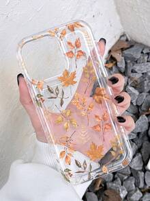 Coque de téléphone souple et transparente à motif de feuilles d'érable colorées vintage d'automne, compatible avec iPhone 11/12/13/14/15/16 Pro Max - Multicolore - Voir 3
