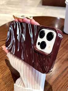 Minimalist 3D Wavy Pattern Phone Case Compatible With IPhone 17 Pro Max/17 Pro/17 Air/17/16 Pro Max/16/16 Pro/16 Plus/15/15 Pro Max/15 Pro/11/12/13/14 Pro Max/11 Pro/11 Pro Max/12 Pro/12 Pro Max/13 Pro/13 Pro Max/14 Pro/14 Pro Max, Soft Shell, Elegant & Creative - 酒紅色 - 查看 8