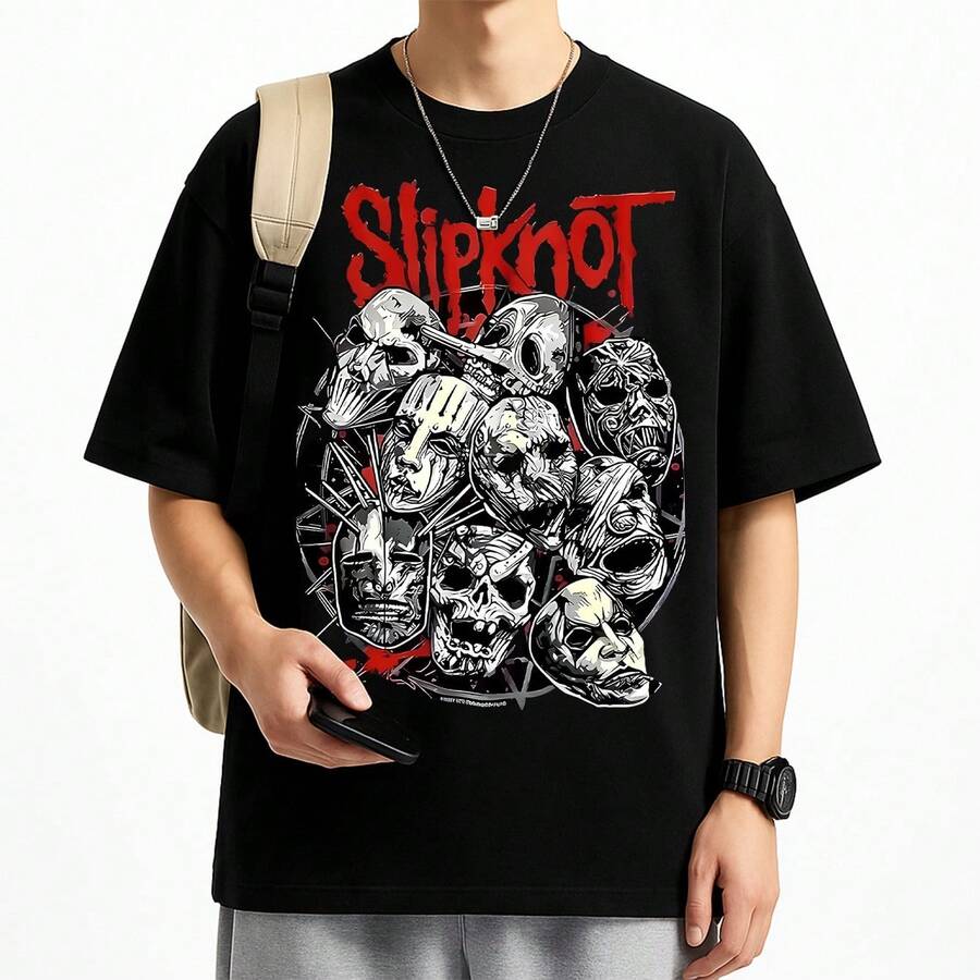 Rock Band T-Shirt International Music Unisex Male Female 100% Cotton Premium Top Streetwear Launch Immediate Shipping Various Colors!! Plus Size - 黑色 - 查看 1
