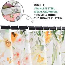 Spring Flower Shower Curtain, Floral Plant Machine Washable Waterproof Fabric Stall Size For Bathroom Bathtub Decor With Hooks 72Wx78H{"Color_name":"Colorful","Size_name":"72\"Wx78\"L(Packof1)"} - 多色1 - 查看 6
