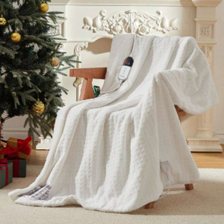 Flanell Heizdecke mit Abschaltautomatik, Elektrische Wärmedecke Bett Wärme Decke ETL für Home & Office Schnelle Flanell Waschbar,  elektrische Decke, sichere Heizdecke, 6 Heizstufen 1~10 Stunden Auto-Off-Timer Überhitzungsschutz