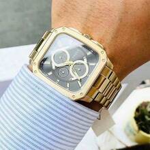 Fossil Men's Triple-Eye Quartz Chronograph Watch, Square Stainless Steel Case And Bracelet, Multi-Functional - Gold - View 2