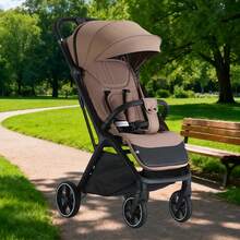 Lightweight Stroller, Foldable Stroller, Extended Zippered Sun Canopy, One-Touch Collection, Adjustable Backrest, Breathable Mesh Fabric, Easy To Carry, Suitable For Travel - Brown - View 1