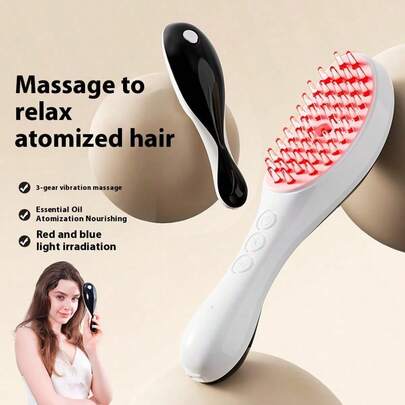 Lược massage điện. Máy massage chống rụng tóc, lược chăm sóc tóc trị liệu bằng ánh sáng, lược massage khi cắt tóc. Sạc nhanh Type-C (bao gồm pin lithium 180mAh). Điều chỉnh nhiều mức độ. Đèn đỏ & xanh dương + phun sương thơm + rung 3D. Nhỏ gọn và tiện lợi. Thích hợp cho gia đình và salon chuyên nghiệp, món quà hoàn hảo cho phái nữ.