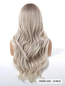 Tóc giả dài 24 inch, kiểu gợn sóng, có mái, chân tóc tối màu, màu nâu, kiểu ombre nâu sang vàng, chất liệu tổng hợp chịu nhiệt, thích hợp cho sử dụng hàng ngày, dự tiệc, cosplay và nhiều dịp khác. - Tóc vàng ombre - Xem 6