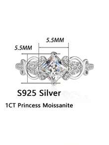 1 pieza Anillo de boda para mujer, 2.1g de plata esterlina 925, 1 quilate de moissanita, estilo bohemio y de palacio, regalo de compromiso, propuesta de matrimonio, aniversario, Día de San Valentín, incluye certificado de moissanita y elegante caja de regalo - Plateado - Ver 2