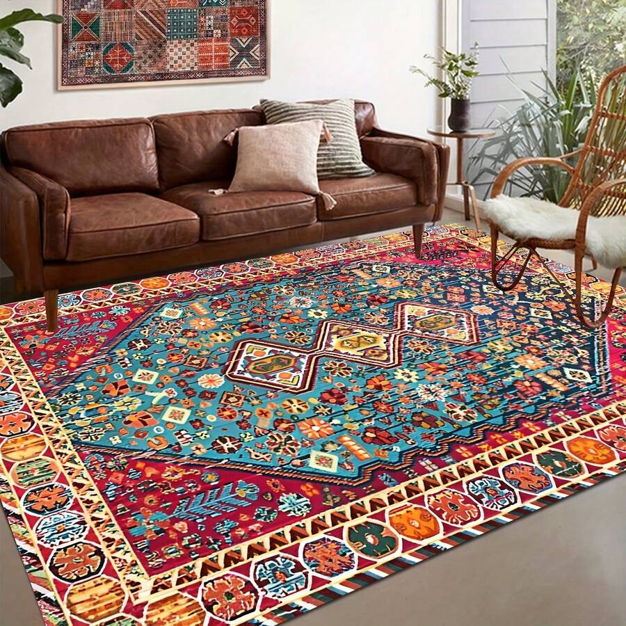 Bohemian Style Style Carpet - Stain Resistant, Non-Shedding, Machine Washable, Suitable For Living Room And Bedroom DecorChristmas Decor Kitchen Rug