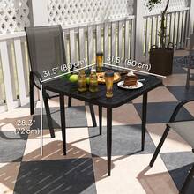 Outsunny 31.5" Outdoor Dining Table For 4, Square Patio Dining Table With Metal Frame For Garden, Lawn, Backyard, Black - màu đen - Xem 3