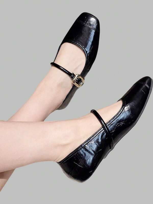 DareSee 女士复古玛丽珍鞋，方头软底平底鞋，适合法式穿搭，尺码41-43，适合音乐节、Y2K、返校季、秋冬季节等场合，是音乐节的理想礼物。