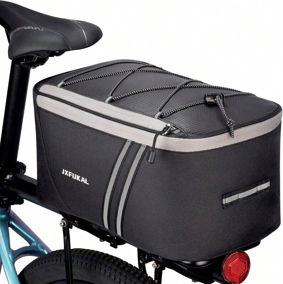 JXFUKAL - Portabicicletas trasero con cubierta de lluvia, 7L/9L/10L/12L impermeable para bicicleta Ebike Sillín de ciclismo con reflector y cable ajustable para viajes al aire última intervensión - Sin aislamiento interior: 7 l - Ver 1