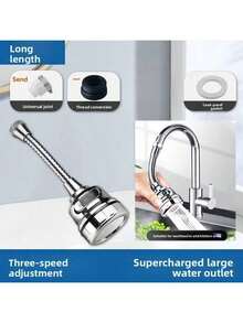 360° Swivel Kitchen Faucet Extender, Water Splash Proof Faucet Extension, Universal Tap Aerator Filter - Multicolor - View 14