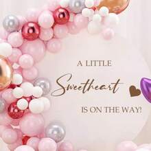 DA Little Sweetheart Is On The Way Decal Sign  Arch Decoration Sticker Baby Shower Party Sweetheart Themed Decal Sign Gender Reveal Party Decorations For Baby Party Themed Baby Shower Decor. - Brown - View 1