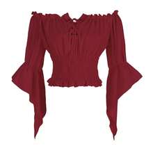 Women's Renaissance Off The Shoulder Top Medieval Pirate Long Sleeve Blouse{"Size_name":"Large","Color_name":"Z2880crd"} - Z2880crd - 查看 1