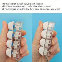 Novelty Fidget Pressing Toy Keychain, Soft Silicone Paw Button With Tapping Sound Mechanical Keys And Phones
