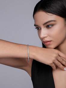 925 Sterling Silver Moissanite Tennis Bracelet, Luxurious & Fashionable For Women, Suitable For Engagement, Wedding, Confession, Gifting To Friends & Lovers, Fashion Parties, Mother's Day - Bracelet - View 3