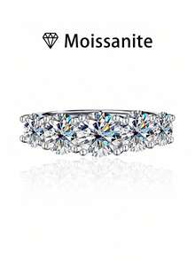 1 件女士结婚戒指，5 排戒指 3.5 克 925 纯银，1 克拉莫桑石，波西米亚宫廷风格，订婚/婚礼/周年纪念/情人节礼物，附有莫桑石证书和精致礼品盒 - 銀色 - 查看 10