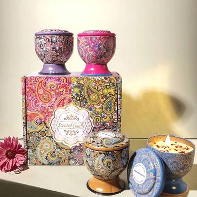 Cirelle 1pc/4pcs Dried Flower Scented Candle In Goblet Jar, Aromatherapy Candles,Natural Floral Scented Candle,Forest Scented Candle,In Tall Glass Jars, Feature Exquisite Patterns And Are Perfect For Decoration And Ornaments. They're Ideal For Aromatherapy And Various Holiday Decorations, Making Them The Perfect Gift For Friends And Family, Christmas Decorations