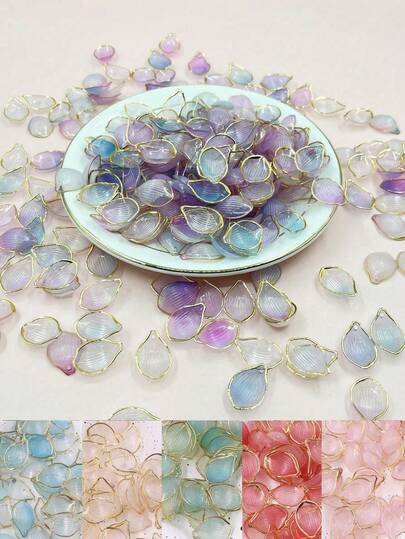 30pcs Acrylic Transparent Frosted Gradient Gold Edge Petal Lotus Petal DIY Hairpin Accessory Material