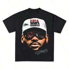 2025 LeBronES JamEes Basketball Shirt Men Women Short Sleeve N Vintage-Shirts Summer Tops Streetwear0, Casual Shortsleeved Round Neck Top, Washable, Comfortable Fit All Seasons, Tshirt With Unique Pattern, Comfortable Fit., Relaxed Fit, Casual Wear,  Top, Men's-Shirt,Halloween,Casual, - 黑色 - 查看 4