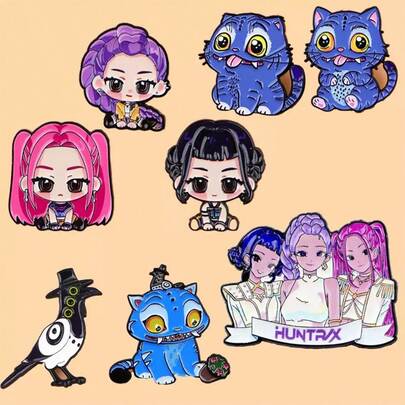 1pc KPOP Anime Brooch Badge, Clothing Backpack Accessory, Pins, Mira Zoey Rumi Badge, Gift, Pins, Bag Charms, Cute Cartoon Brooch Christmas
