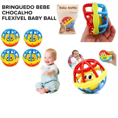 Brinquedo Bebê Chocalho Mordedor Flexível Macio  de 1 bola ou 4 bolas